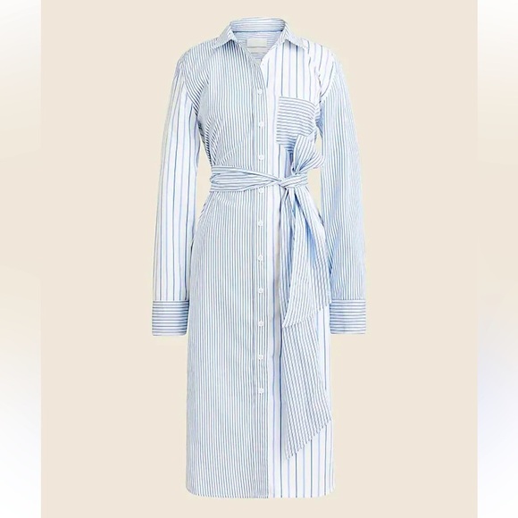J. Crew Dresses & Skirts - J. Crew Classic Fit cotton poplin shirtdress in mixed blue/white stripe size 0